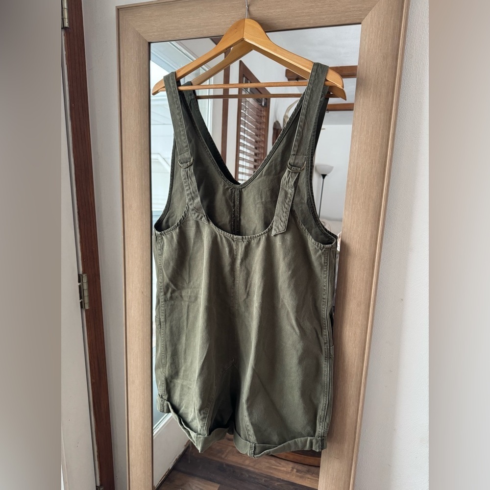 We The Free Olive Canvas Short Overalls - Picture 2 of 4